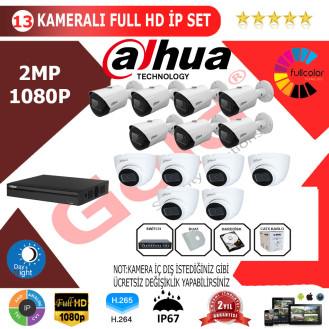 Dahua 13'lü 2MP 1080P İP Kamera Seti Dahua 13'lü 2MP 1080P İP Kamera Seti