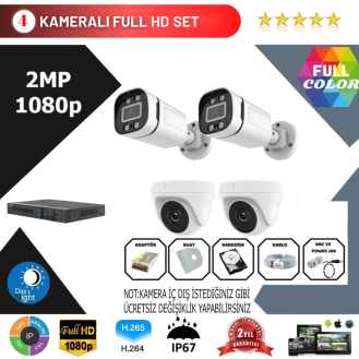 Has-Cam 4'lü Kamera Seti 2MP 1080P Full Color Serisi