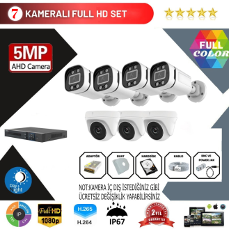 Has-Cam 7'lı Kamera Seti 5MP 3.6MM Full Color Serisi Has-Cam 7'lı Kamera Seti 5MP 3.6MM Full Color Serisi