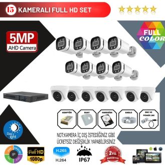 Has-Cam 14'lu Kamera Seti 5MP3.6MM Full Color Serisi Has-Cam 14'lu Kamera Seti 5MP3.6MM Full Color Serisi